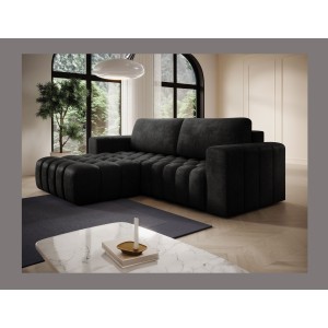 Canapé d’angle convertible DORY gris foncé 250 cm avec coffre de rangement angle gauche 