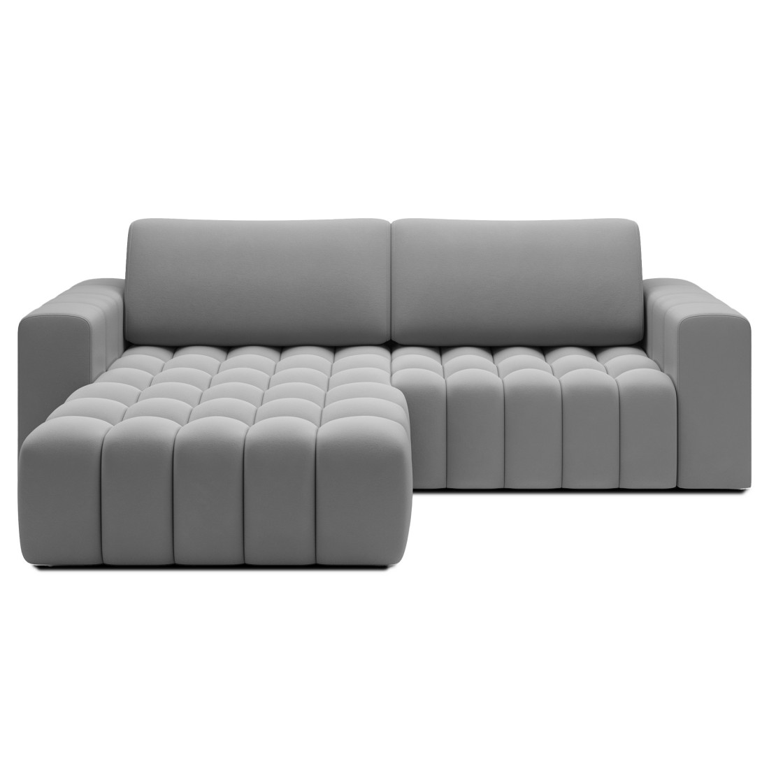 Canapé d’angle convertible DORY gris 250 cm avec coffre de rangement angle gauche 