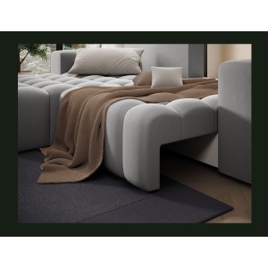 Canapé d’angle convertible DORY gris 250 cm avec coffre de rangement angle gauche 