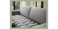 Canapé d’angle convertible DORY gris 250 cm avec coffre de rangement angle gauche 