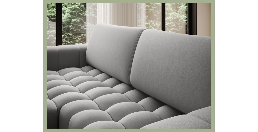 Canapé d’angle convertible DORY gris 250 cm avec coffre de rangement angle gauche 