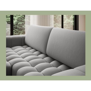 Canapé d’angle convertible DORY gris 250 cm avec coffre de rangement angle gauche 