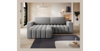 Canapé d’angle convertible DORY gris 250 cm avec coffre de rangement angle gauche 