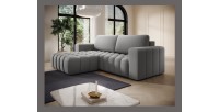 Canapé d’angle convertible DORY gris 250 cm avec coffre de rangement angle gauche 