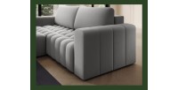 Canapé d’angle convertible DORY gris 250 cm avec coffre de rangement angle gauche 