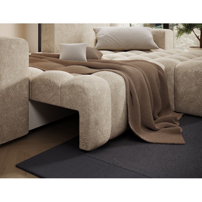 Canapé d’angle convertible DORY beige 250 cm avec coffre de rangement angle droit 