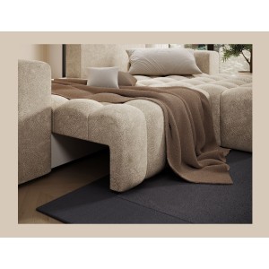 Canapé d’angle convertible DORY beige 250 cm avec coffre de rangement angle droit 