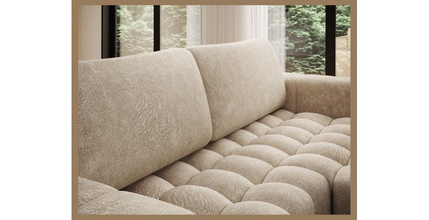 Canapé d’angle convertible DORY beige 250 cm avec coffre de rangement angle droit 