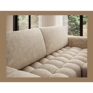 Canapé d’angle convertible DORY beige 250 cm avec coffre de rangement angle droit 