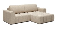 Canapé d’angle convertible DORY beige 250 cm avec coffre de rangement angle droit 