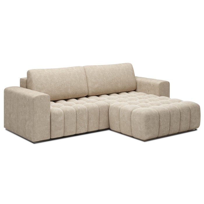 Canapé d’angle convertible DORY beige 250 cm avec coffre de rangement angle droit 