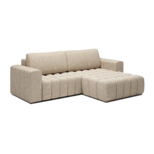 Canapé d’angle convertible DORY beige 250 cm avec coffre de rangement angle droit 
