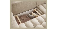 Canapé d’angle convertible DORY beige 250 cm avec coffre de rangement angle droit 