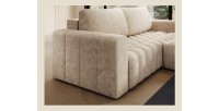 Canapé d’angle convertible DORY beige 250 cm avec coffre de rangement angle droit 