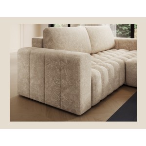 Canapé d’angle convertible DORY beige 250 cm avec coffre de rangement angle droit 