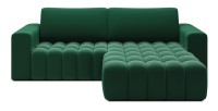 Canapé d’angle convertible DORY vert foncé 250 cm avec coffre de rangement angle droit 