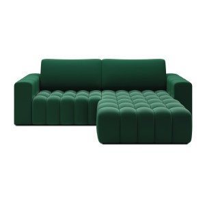 Canapé d’angle convertible DORY vert foncé 250 cm avec coffre de rangement angle droit 