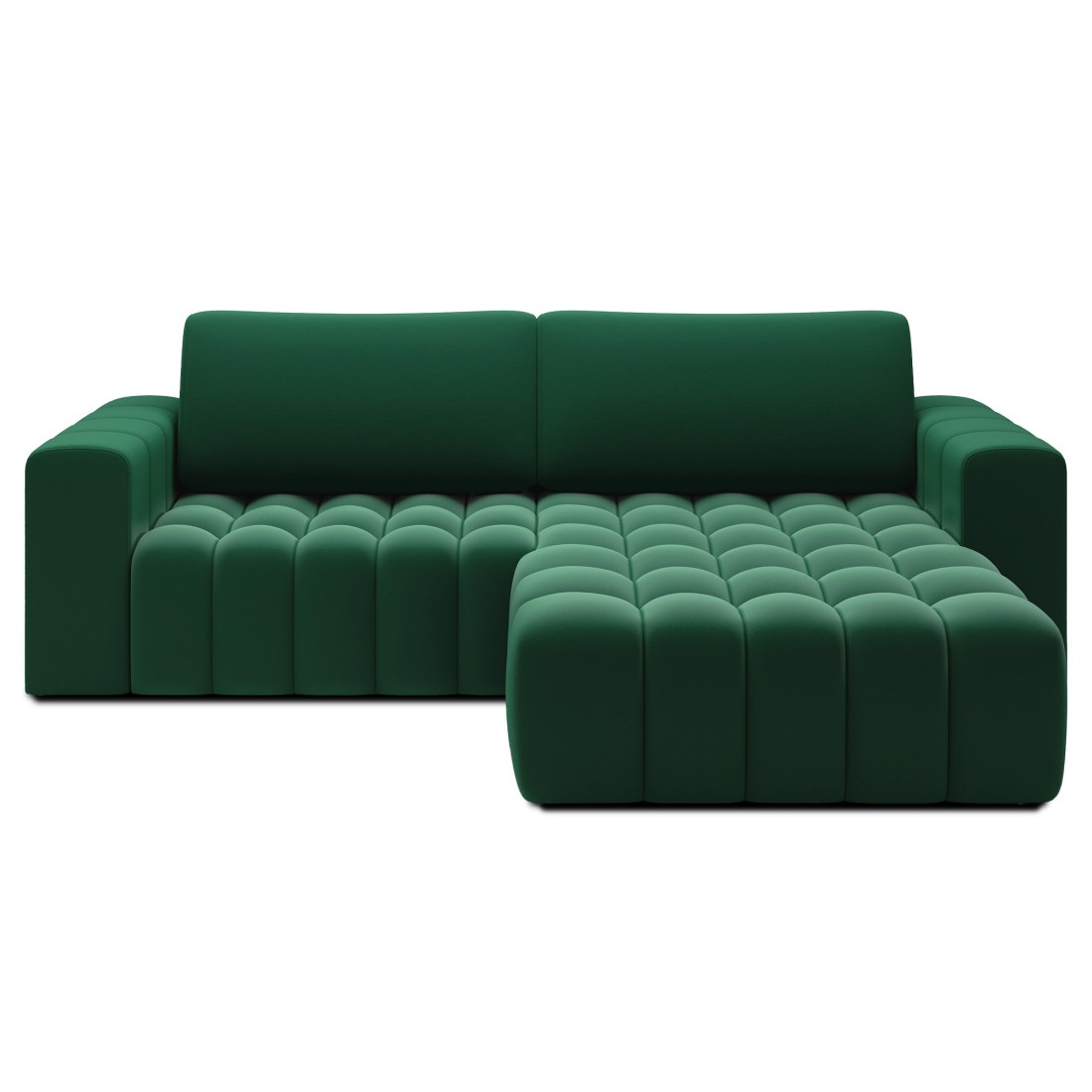 Canapé d’angle convertible DORY vert foncé 250 cm avec coffre de rangement angle droit 