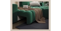 Canapé d’angle convertible DORY vert foncé 250 cm avec coffre de rangement angle droit 