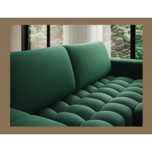 Canapé d’angle convertible DORY vert foncé 250 cm avec coffre de rangement angle droit 