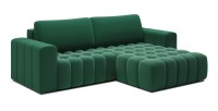 Canapé d’angle convertible DORY vert foncé 250 cm avec coffre de rangement angle droit 