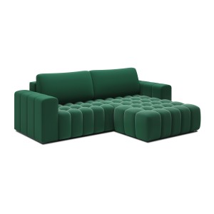 Canapé d’angle convertible DORY vert foncé 250 cm avec coffre de rangement angle droit 