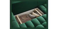 Canapé d’angle convertible DORY vert foncé 250 cm avec coffre de rangement angle droit 