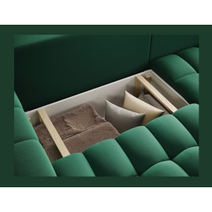 Canapé d’angle convertible DORY vert foncé 250 cm avec coffre de rangement angle droit 