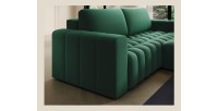 Canapé d’angle convertible DORY vert foncé 250 cm avec coffre de rangement angle droit 