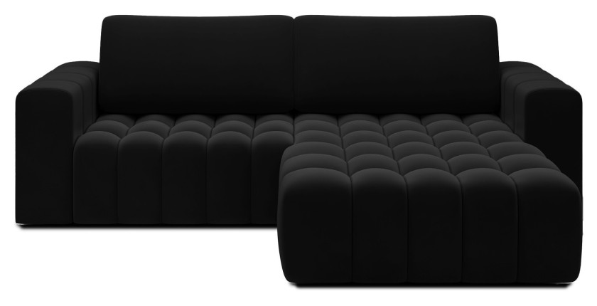Canapé d’angle convertible DORY noir 250 cm avec coffre de rangement angle droit 