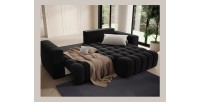 Canapé d’angle convertible DORY noir 250 cm avec coffre de rangement angle droit 
