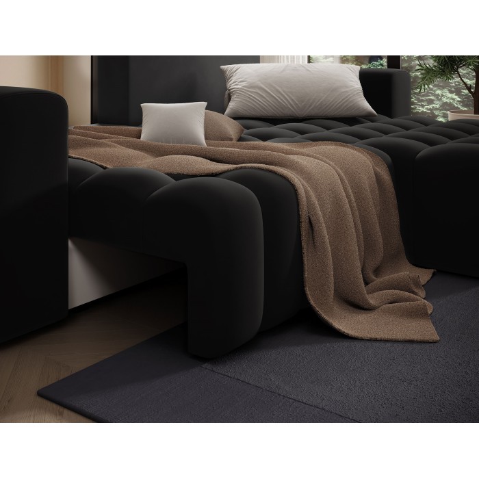 Canapé d’angle convertible DORY noir 250 cm avec coffre de rangement angle droit 