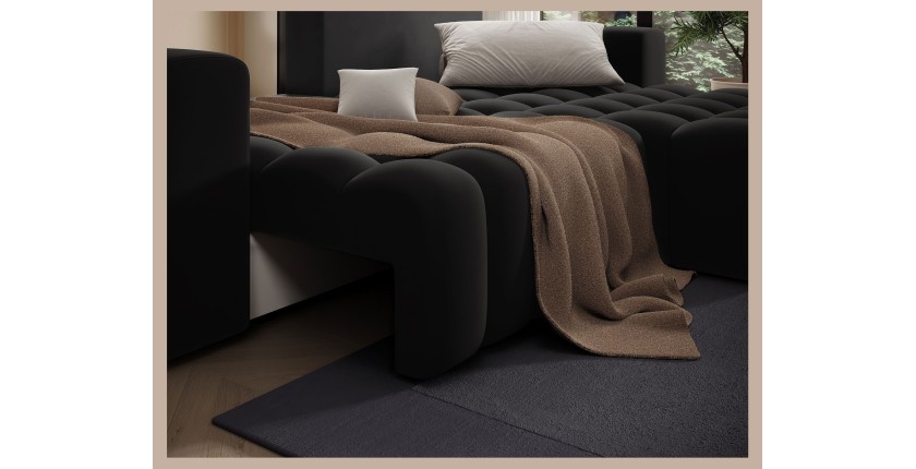 Canapé d’angle convertible DORY noir 250 cm avec coffre de rangement angle droit 