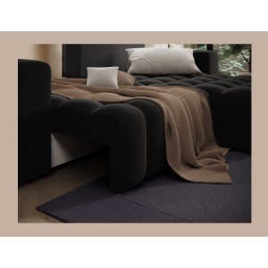 Canapé d’angle convertible DORY noir 250 cm avec coffre de rangement angle droit 