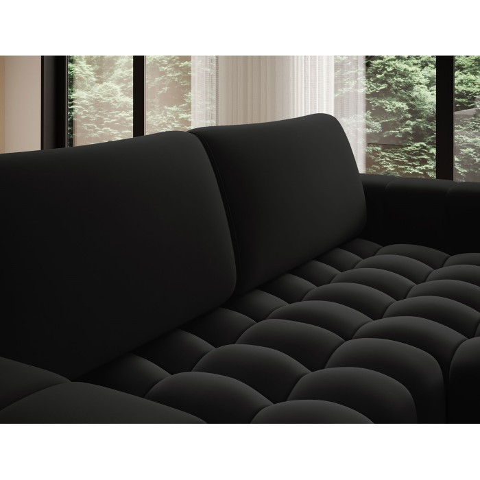 Canapé d’angle convertible DORY noir 250 cm avec coffre de rangement angle droit 