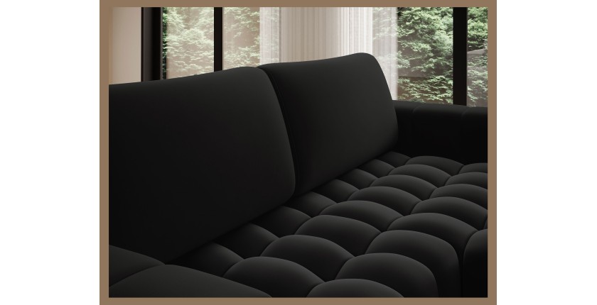 Canapé d’angle convertible DORY noir 250 cm avec coffre de rangement angle droit 