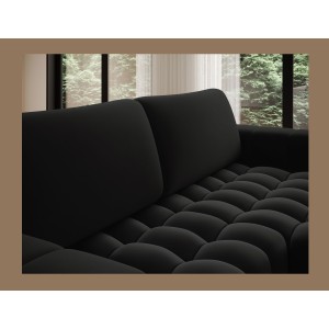 Canapé d’angle convertible DORY noir 250 cm avec coffre de rangement angle droit 