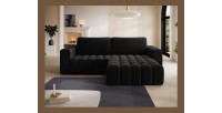 Canapé d’angle convertible DORY noir 250 cm avec coffre de rangement angle droit 