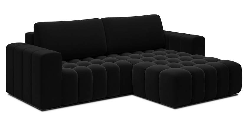 Canapé d’angle convertible DORY noir 250 cm avec coffre de rangement angle droit 