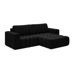 Canapé d’angle convertible DORY noir 250 cm avec coffre de rangement angle droit 