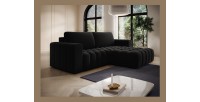 Canapé d’angle convertible DORY noir 250 cm avec coffre de rangement angle droit 