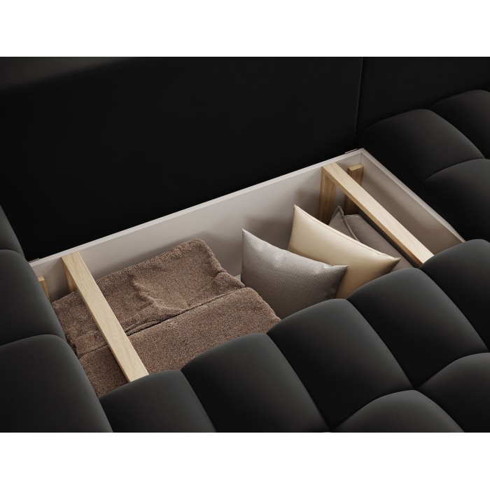 Canapé d’angle convertible DORY noir 250 cm avec coffre de rangement angle droit 