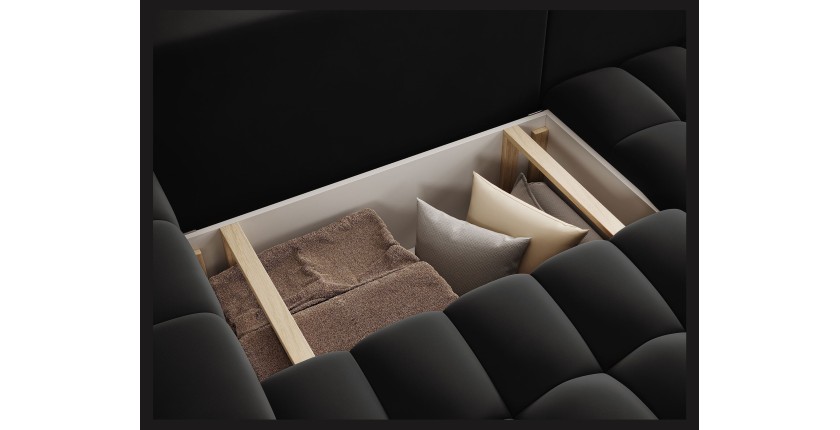 Canapé d’angle convertible DORY noir 250 cm avec coffre de rangement angle droit 