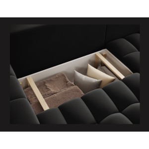Canapé d’angle convertible DORY noir 250 cm avec coffre de rangement angle droit 