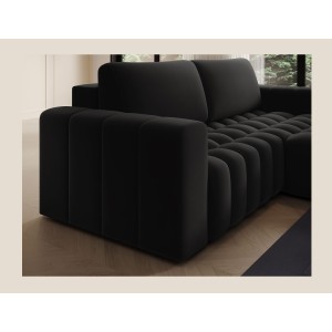 Canapé d’angle convertible DORY noir 250 cm avec coffre de rangement angle droit 