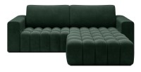 Canapé d’angle convertible DORY vert foncé 250 cm avec coffre de rangement angle droit 