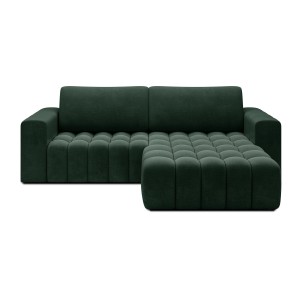 Canapé d’angle convertible DORY vert foncé 250 cm avec coffre de rangement angle droit 