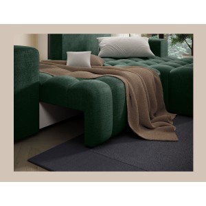 Canapé d’angle convertible DORY vert foncé 250 cm avec coffre de rangement angle droit 