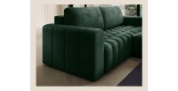 Canapé d’angle convertible DORY vert foncé 250 cm avec coffre de rangement angle droit 
