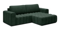 Canapé d’angle convertible DORY vert foncé 250 cm avec coffre de rangement angle droit 